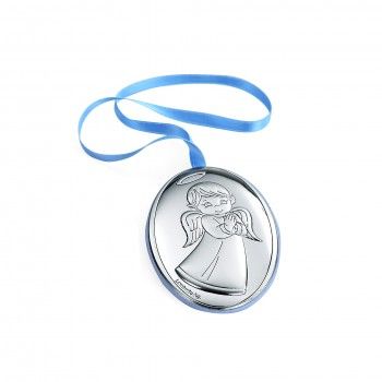 Medalha de Berço - Anjinho na Frente Azul