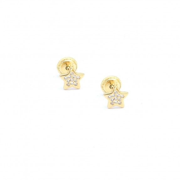 Brincos Ouro 9kts - Estrela C/Zircnia