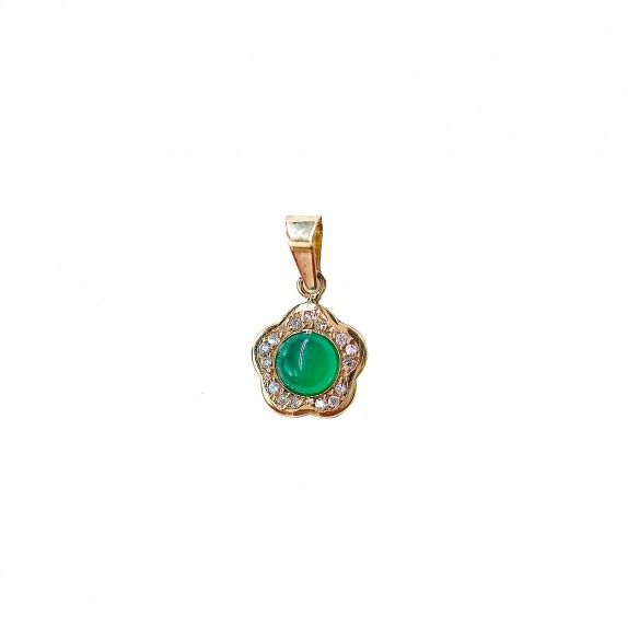 Medalha Ouro 9kts - Green Flower