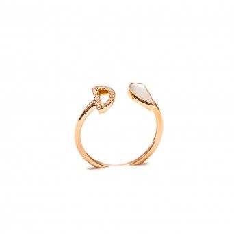 Anel Ouro 18kts C/Diamantes&Madreprola