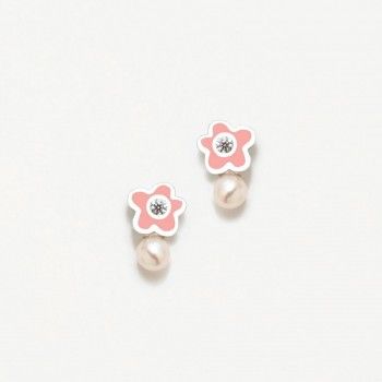 AGATHA FLOWER PINK AND PEARL EARRINGS - BABY