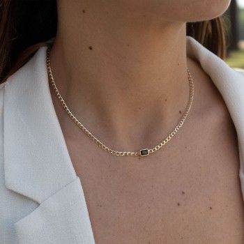 COLAR DOURADO RETANGULO PRETO