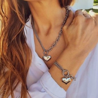 NECKLACE STEEL HEART - MIA COLLECTION