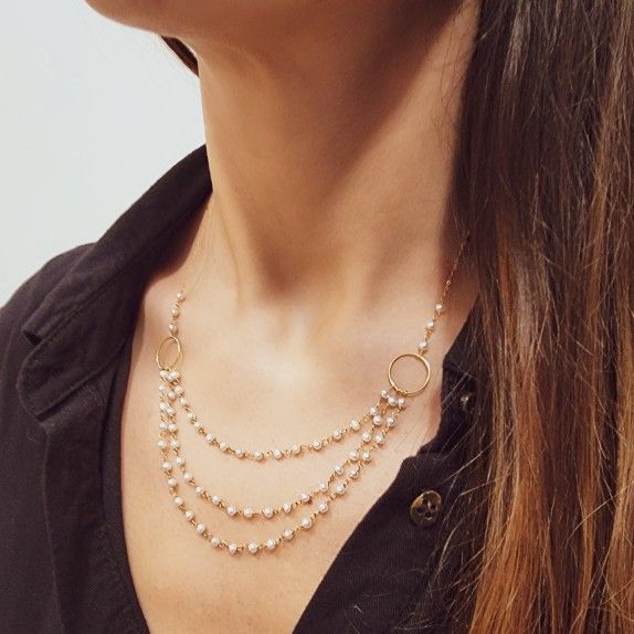 18KTS GOLD NECKLACE - PEARLS