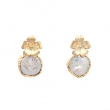 GOLDEN SILVER MOTHER OF PEARL EARRINGS - FLOWER COLLECTION