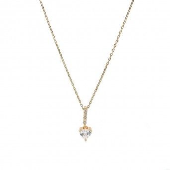 GOLDEN SILVER NECKLACE - MEDAL WITH ZIRCONIA