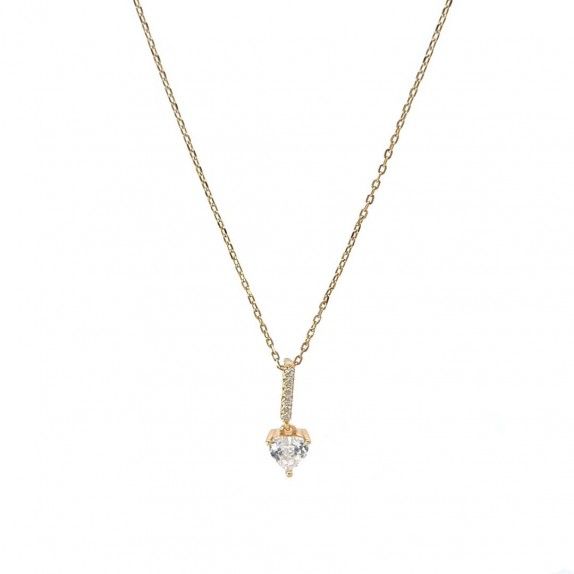 GOLDEN SILVER NECKLACE - MEDAL WITH ZIRCONIA