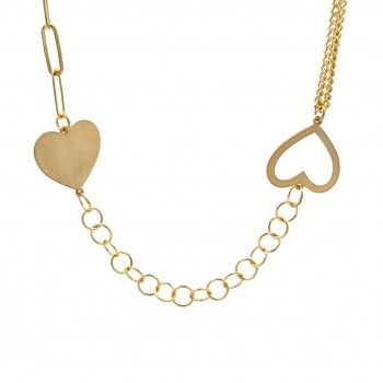 SILVER GOLDEN HEARTS NECKLACE - BEAUTY COLLECTION