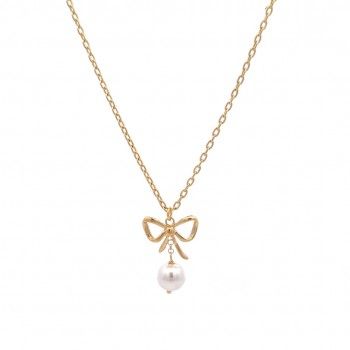 GOLD SILVER NECKLACE - PEARL