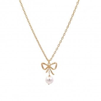 GOLD SILVER NECKLACE - PEARL