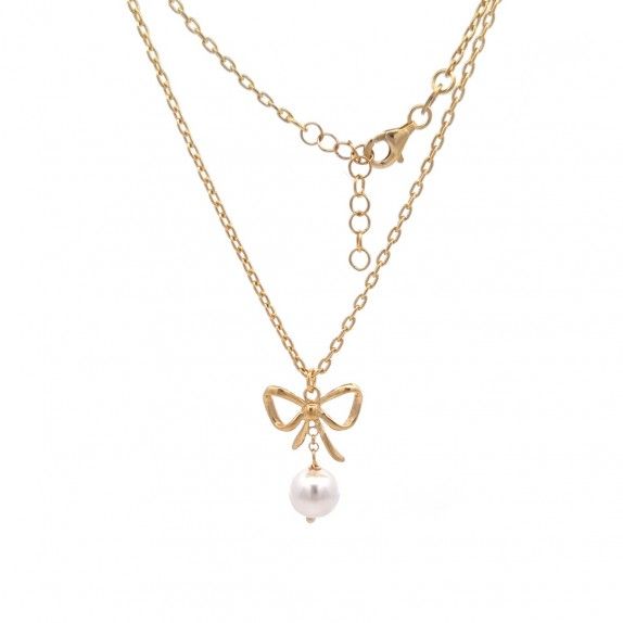 GOLD SILVER NECKLACE - PEARL