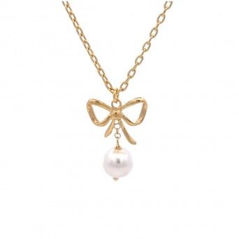 GOLD SILVER NECKLACE - PEARL