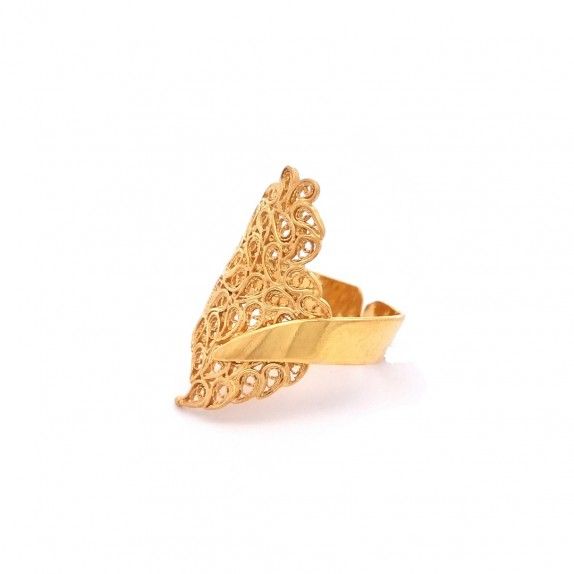 FILIGREE GOLD SILVER RING - HEART OF VIANA