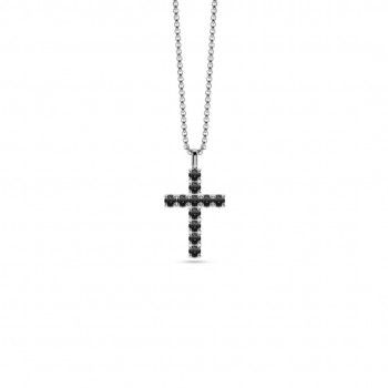 STEEL NECKLACE - BLACK CROSS