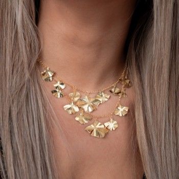 GOLDEN SILVER LEAVES NECKLACE - FLOWER COLLECTION