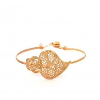 PULSEIRA PRATA DOURADA FILIGRANA - CORAO DE VIANA