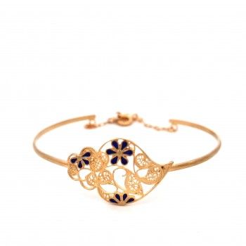 PULSEIRA PRATA DOURADA FILIGRANA - CORAO DE VIANA