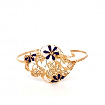 PULSEIRA PRATA DOURADA FILIGRANA - CORAO DE VIANA