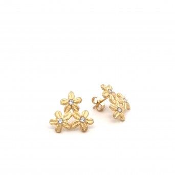 CONJUNTO PRATA DOURADA ZIRCNIAS - COLAR&BRINCO COLEO FLOWER