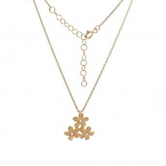 CONJUNTO PRATA DOURADA ZIRCNIAS - COLAR&BRINCO COLEO FLOWER