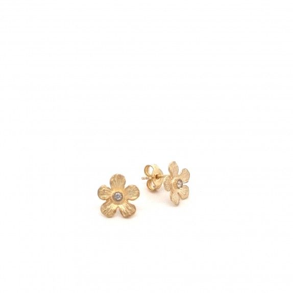 CONJUNTO PRATA DOURADA ZIRCNIA - COLAR&BRINCO COLEO FLOWER