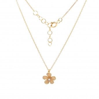 CONJUNTO PRATA DOURADA ZIRCNIA - COLAR&BRINCO COLEO FLOWER