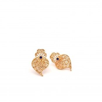 GOLDEN SILVER FILIGREE EARRINGS - HEART OF VIANA