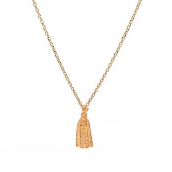 GOLDEN SILVER NECKLACE WITH FILGRANA - OUR LADY OF FATIMA