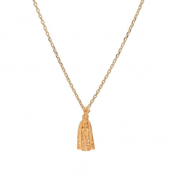 COLAR PRATA DOURADA FILIGRANA - NOSSA SENHORA DE FTIMA