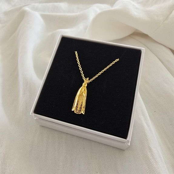 COLAR PRATA DOURADA FILIGRANA - NOSSA SENHORA DE FTIMA
