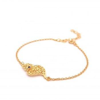 PULSEIRA PRATA DOURADA FILIGRANA - CORAO DE VIANA