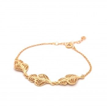 PULSEIRA PRATA DOURADA FILIGRANA - CORAO DE VIANA