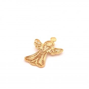 MEDALHA PRATA DOURADA FILIGRANA - ANJO