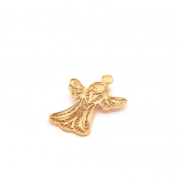 MEDALHA PRATA DOURADA FILIGRANA - ANJO