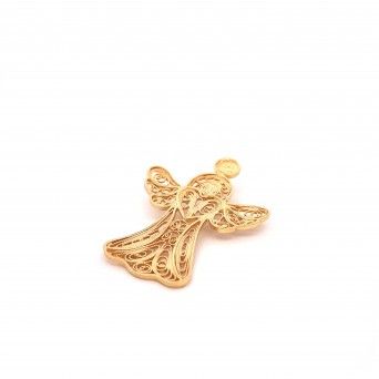 MEDALHA PRATA DOURADA FILIGRANA - ANJO
