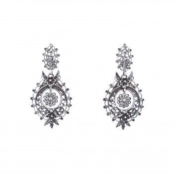 FILIGREE OXIDIZED SILVER EARRINGS - QUEEN