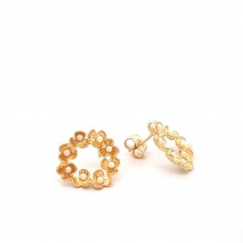 CONJUNTO PRATA DOURADA PROLAS - COLAR&BRINCO COLEO FLOWER