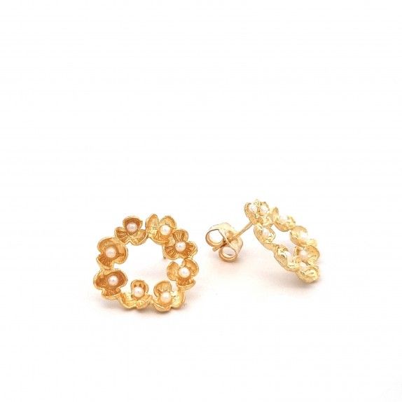 CONJUNTO PRATA DOURADA PROLAS - COLAR&BRINCO COLEO FLOWER