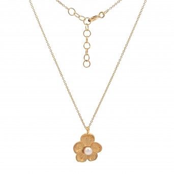 CONJUNTO PRATA DOURADA PROLAS - COLAR&BRINCO COLEO FLOWER