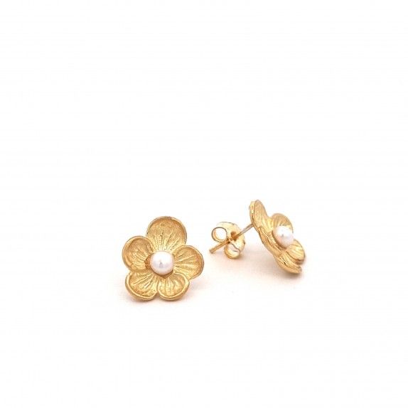 CONJUNTO PRATA DOURADA PROLAS - COLAR&BRINCO COLEO FLOWER