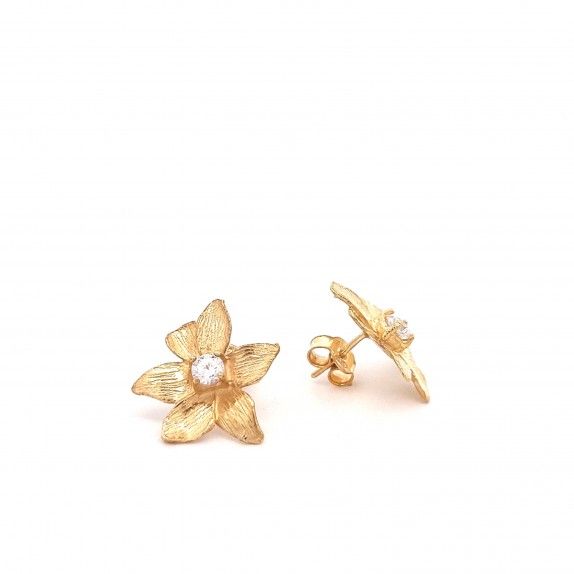CONJUNTO PRATA DOURADA ZIRCNIAS - COLAR&BRINCO COLEO FLOWER