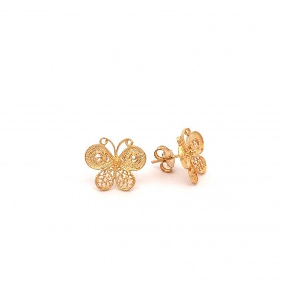CONJUNTO PRATA DOURADA FILIGRANA - COLAR&BRINCO BORBOLETA