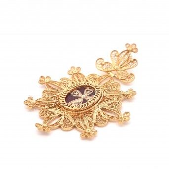 MEDALHA PRATA DOURADA FILIGRANA - RELICRIO