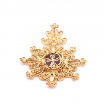 MEDALHA PRATA DOURADA FILIGRANA - RELICRIO