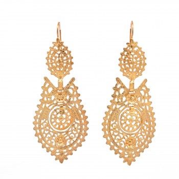 BRINCOS PRATA DOURADA FILIGRANA - RAINHA