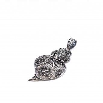MEDALHA PRATA BRANCA  FILIGRANA - CORAO DE VIANA