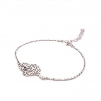 PULSEIRA PRATA BRANCA FILIGRANA - CORAO DE VIANA