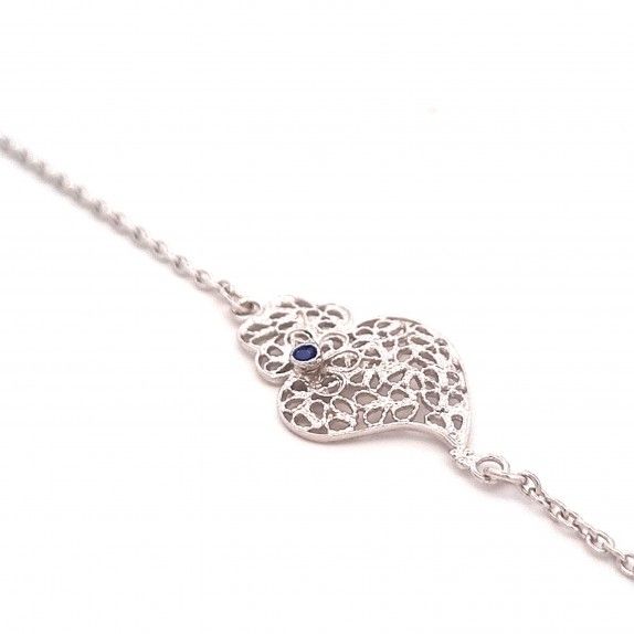 PULSEIRA PRATA BRANCA FILIGRANA - CORAO DE VIANA