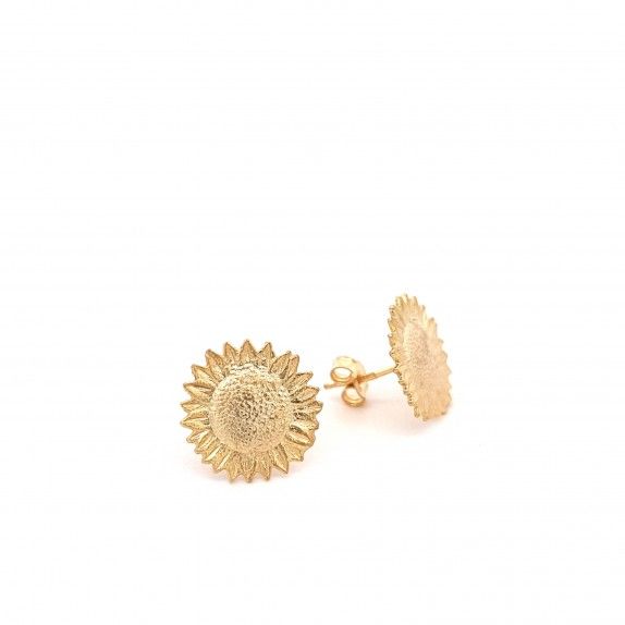BRINCOS PRATA DOURADA GIRASOL - COLEO FLOWER
