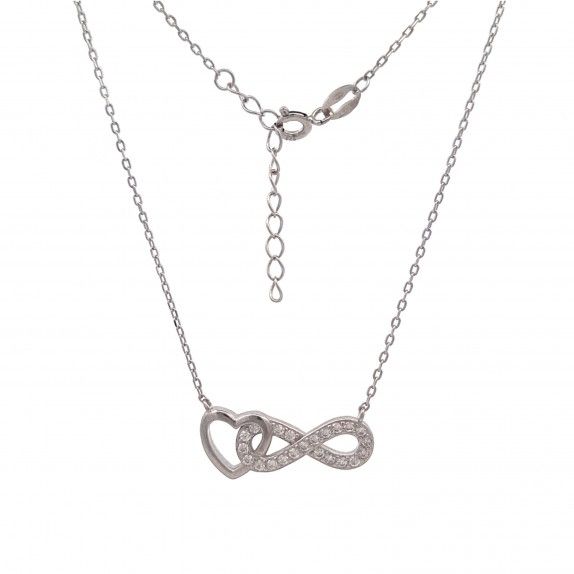 COLAR PRATA - INFINITO & CORAO